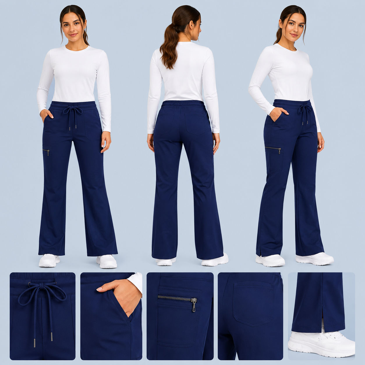 Women’s Flare Scrub Pants | 4-Way Stretch & Durable Bottoms