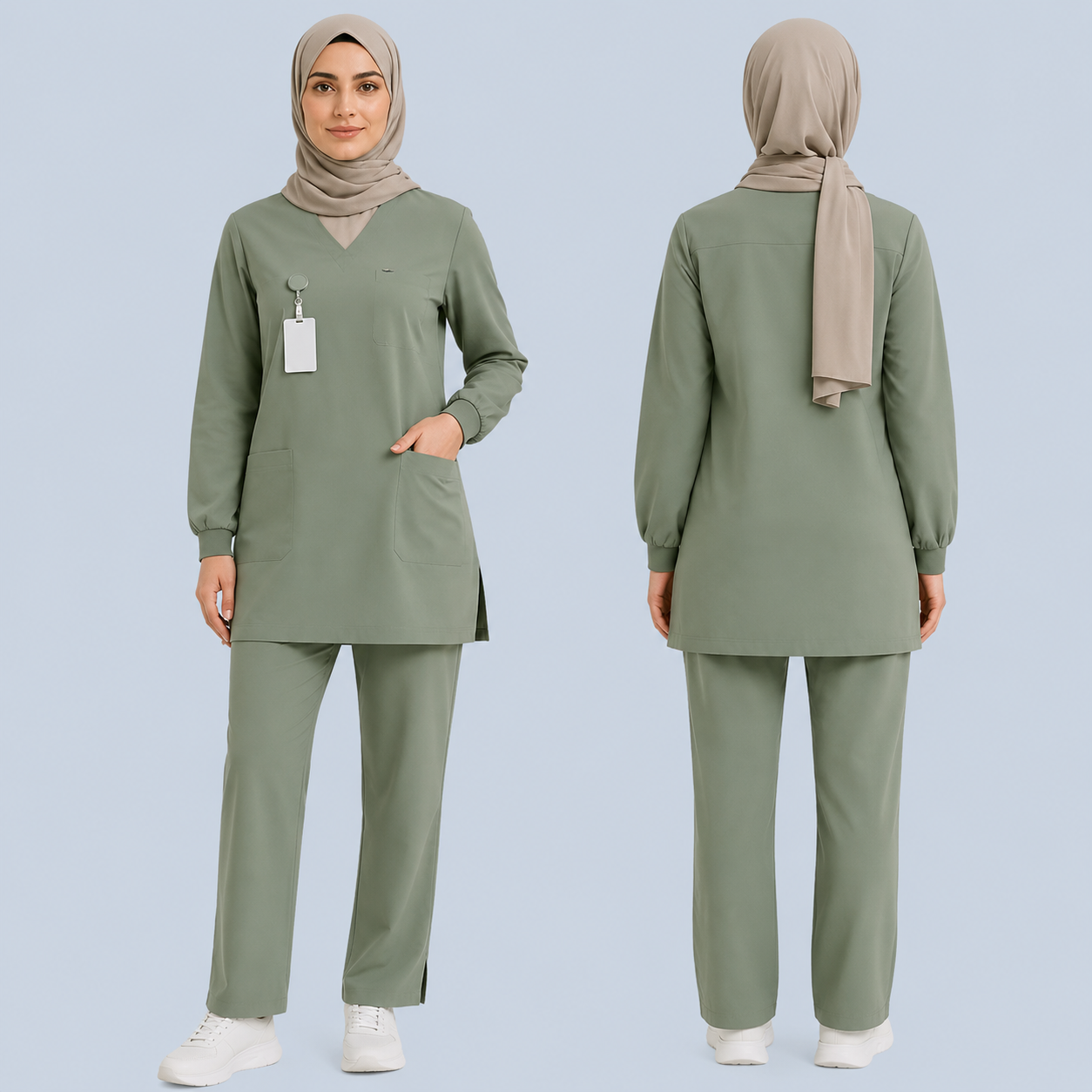 Luxury Modest Muslim Medical Scrub Set For Women